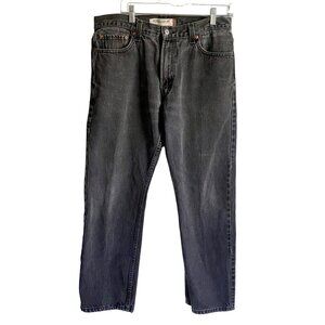 Levi's 505 Regular Fit Faded Black Denim Jeans 36 x 32